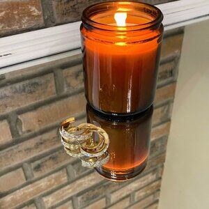 Channel Set Double Hoop Gold-Tone Earrings Brilliant Crystals Princess Cut